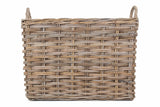 Large Rectangular Grey Rattan Hallway Log Basket