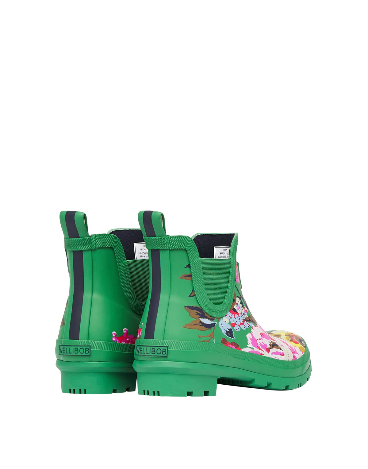 Joules Wellibob Short Height Printed Welly - Green Floral*