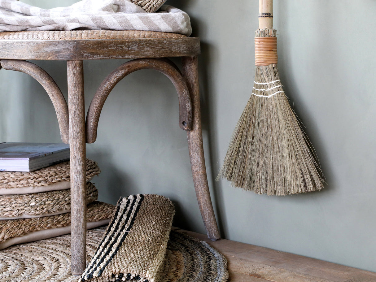 Sweeping Broom Natural Straw Handle Bamboo