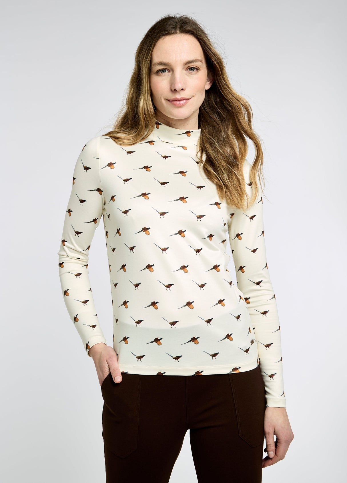 Dubarry Reynolds Women's soft printed mock neck top - Cream