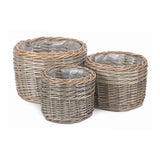 Round Antique Wash Planter Set 3