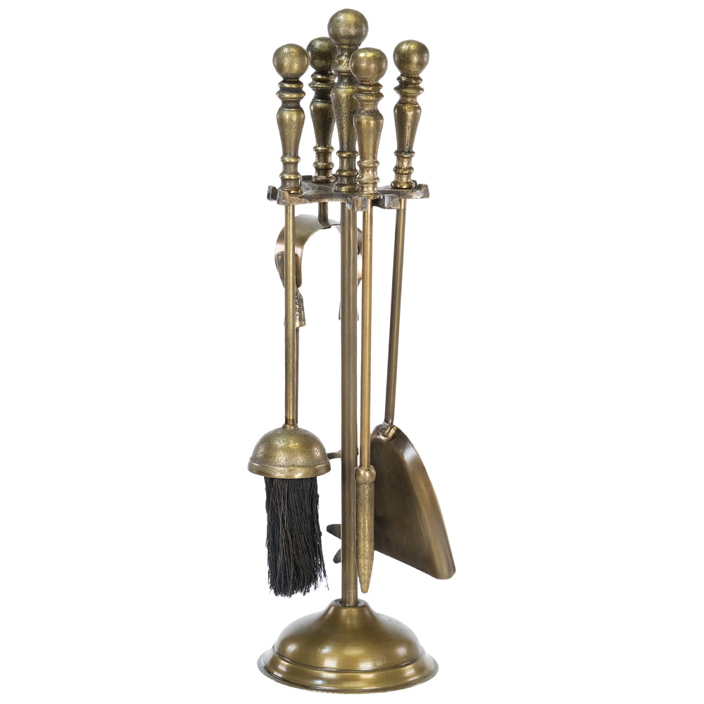 Antique Brass Companion Set 48cm | Fireplace & Stove Tools