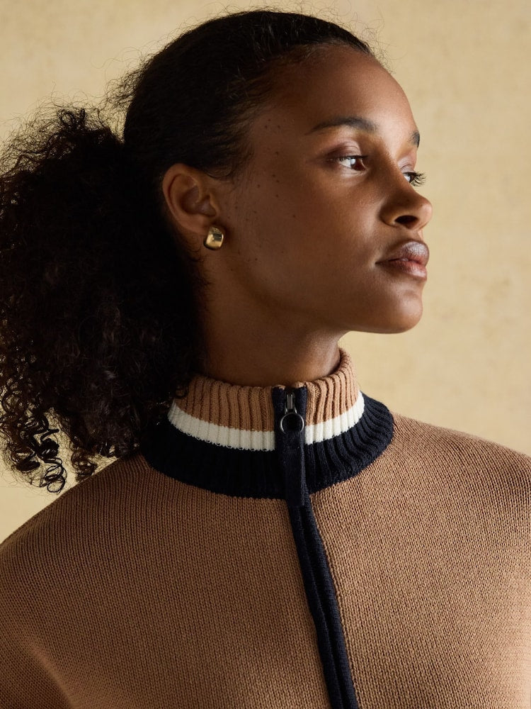 Joules Varsity Top - Tan Brown