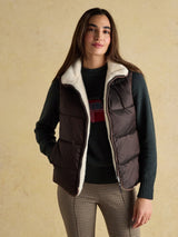 Joules Reversible Fur Gilet - Brown/Cream*