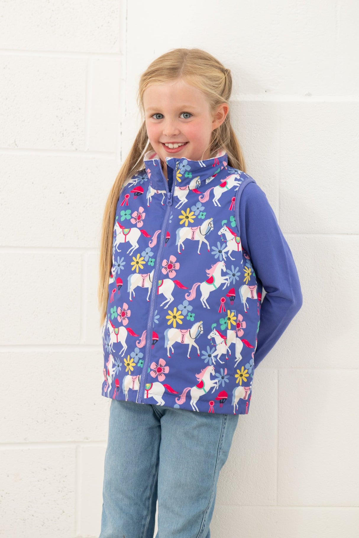 Lighthouse Alex Girls Gilet - Horse Print