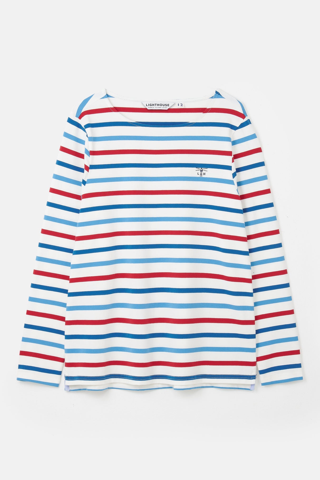 Lighthouse Ladies Causeway Top - Red Teal Stripe