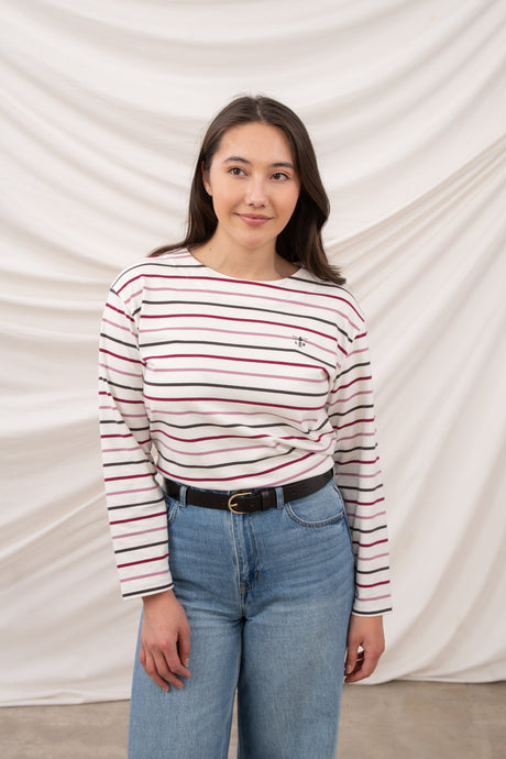 Lighthouse Ladies Causeway II Top - Cranberry/Pink Stripe