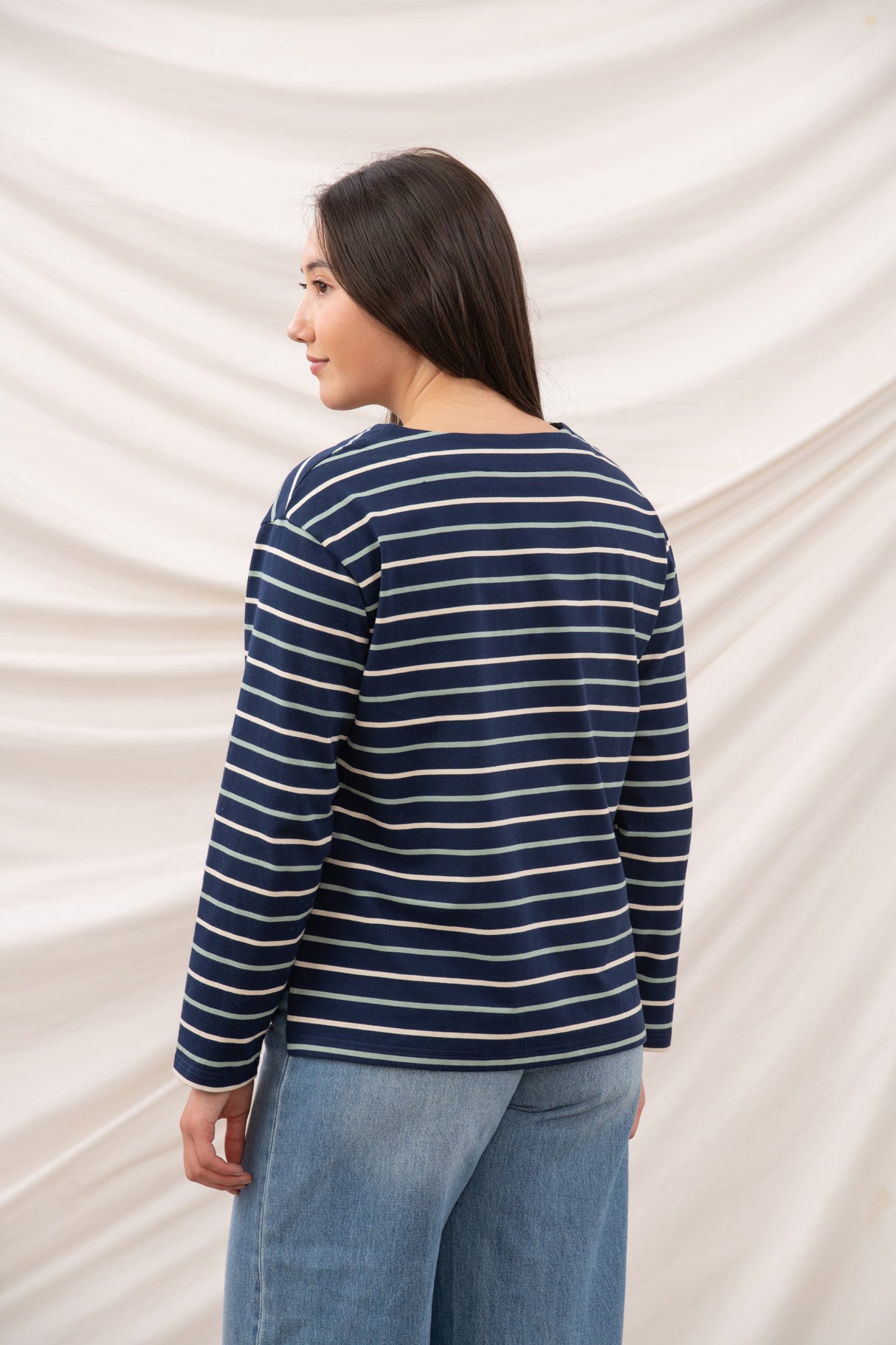 Lighthouse Ladies Causeway II Top - Navy Cream/Sage Str