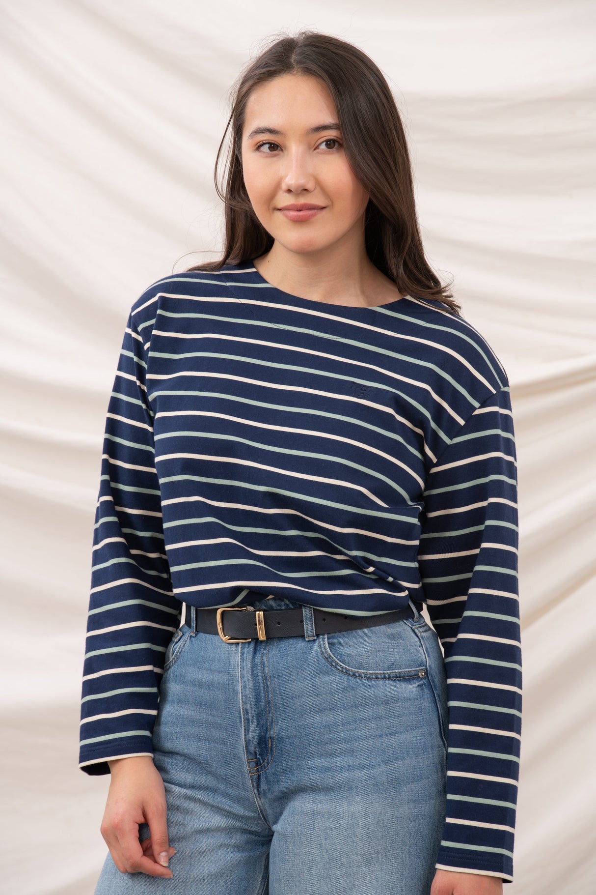 Lighthouse Ladies Causeway II Top - Navy Cream/Sage Str