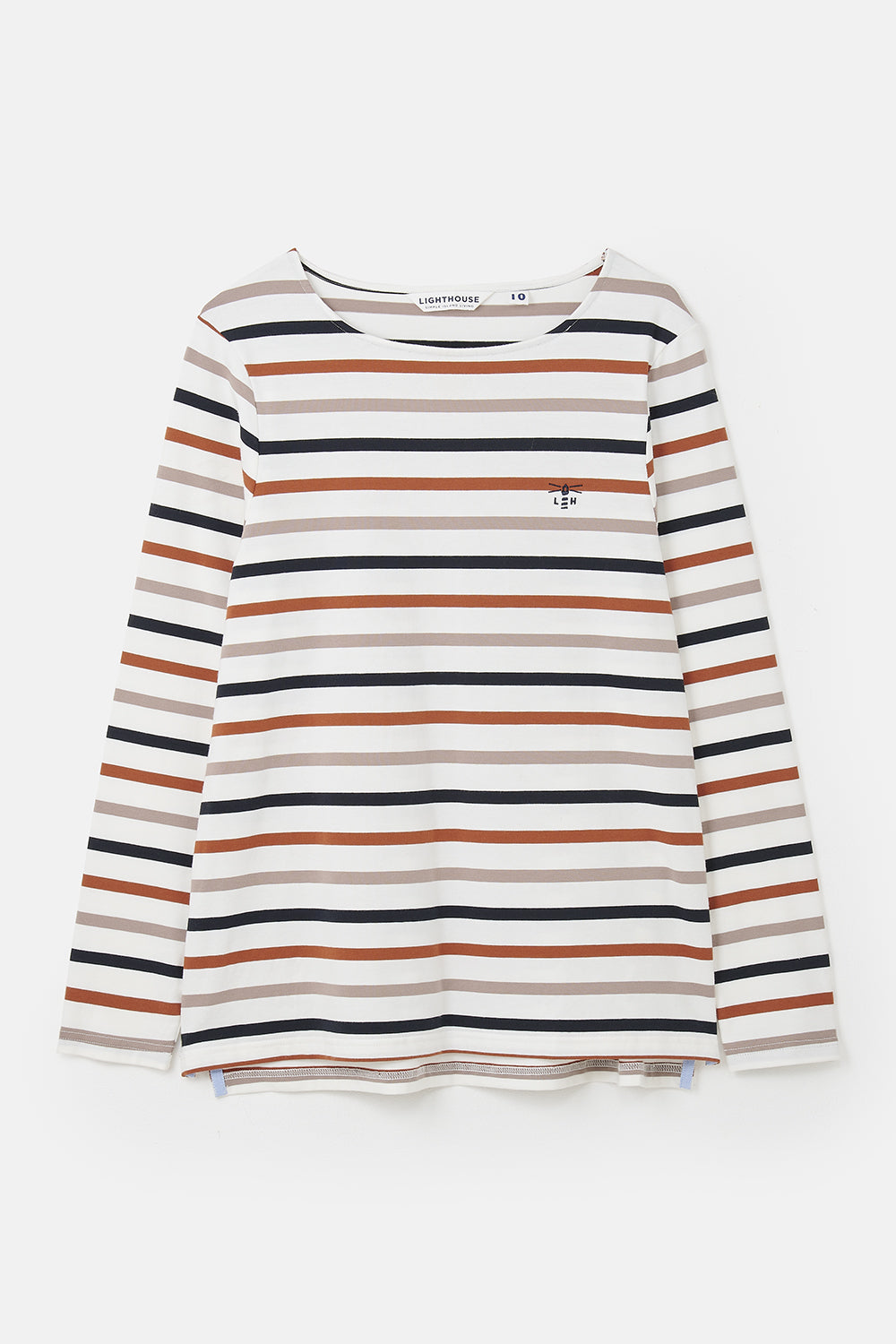 Lighthouse Ladies Causeway Top - Rust Mocha Black Stripe