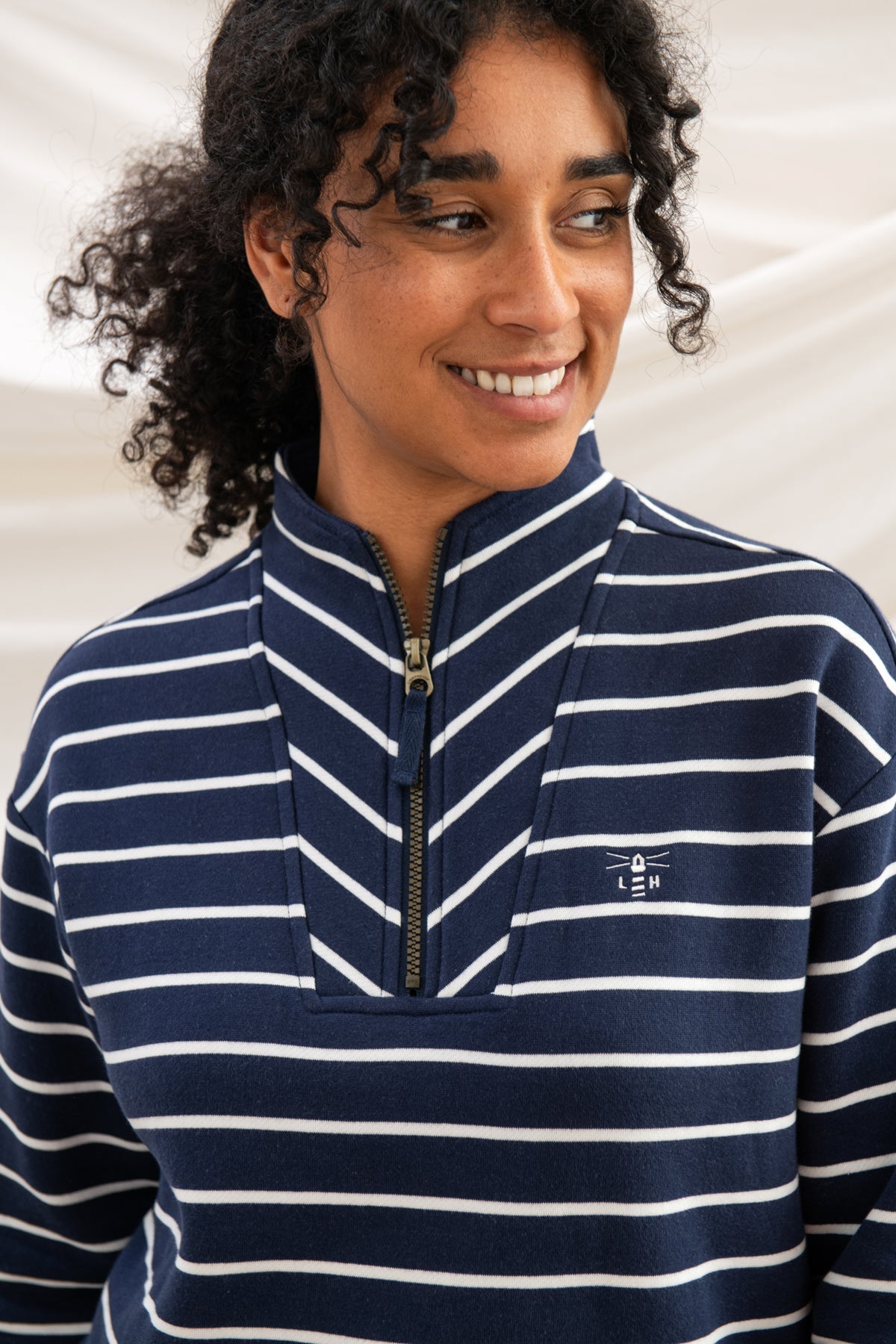 Lighthouse Ladies Coral Jersey - Navy Stripe