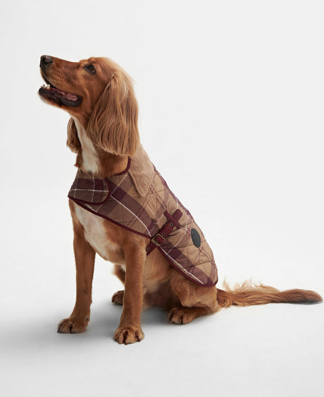 Barbour Tartan Dog Coat - Muted Cabernet