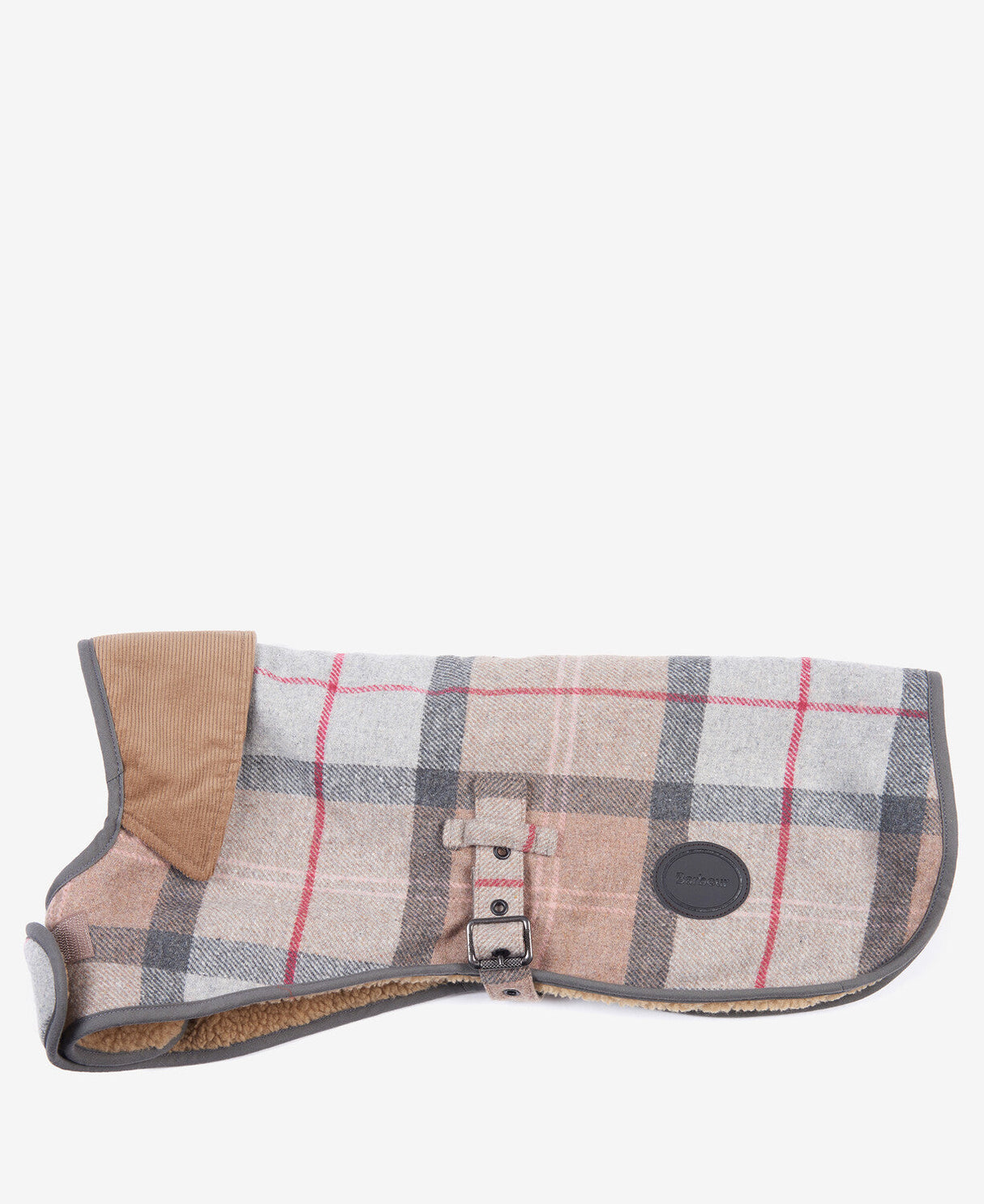 Barbour Wool Touch Dog Coat - Taupe/Pink Tartan