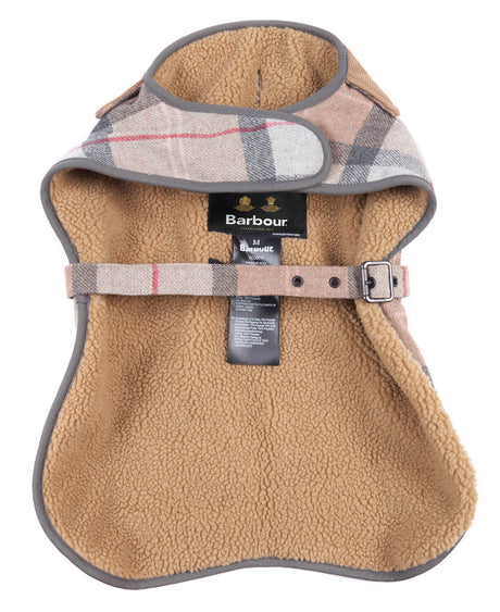 Barbour Wool Touch Dog Coat - Taupe/Pink Tartan