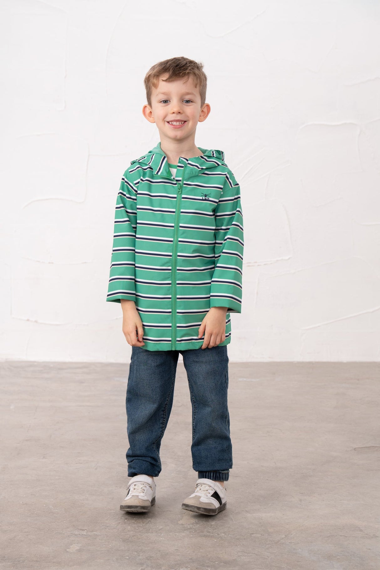 Lighthouse Ethan Boys Coat - Sea Green Stripe