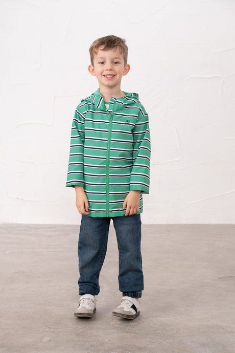 Lighthouse Ethan Boys Coat - Sea Green Stripe