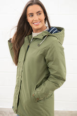 Lighthouse Eva Long Ladies Coat - Olive