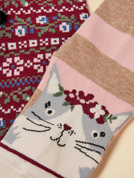 Joules Neat Feet - Pink & Berry Cat