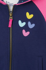 Lighthouse Jasmine Full Zip - Navy/Pink & Hearts