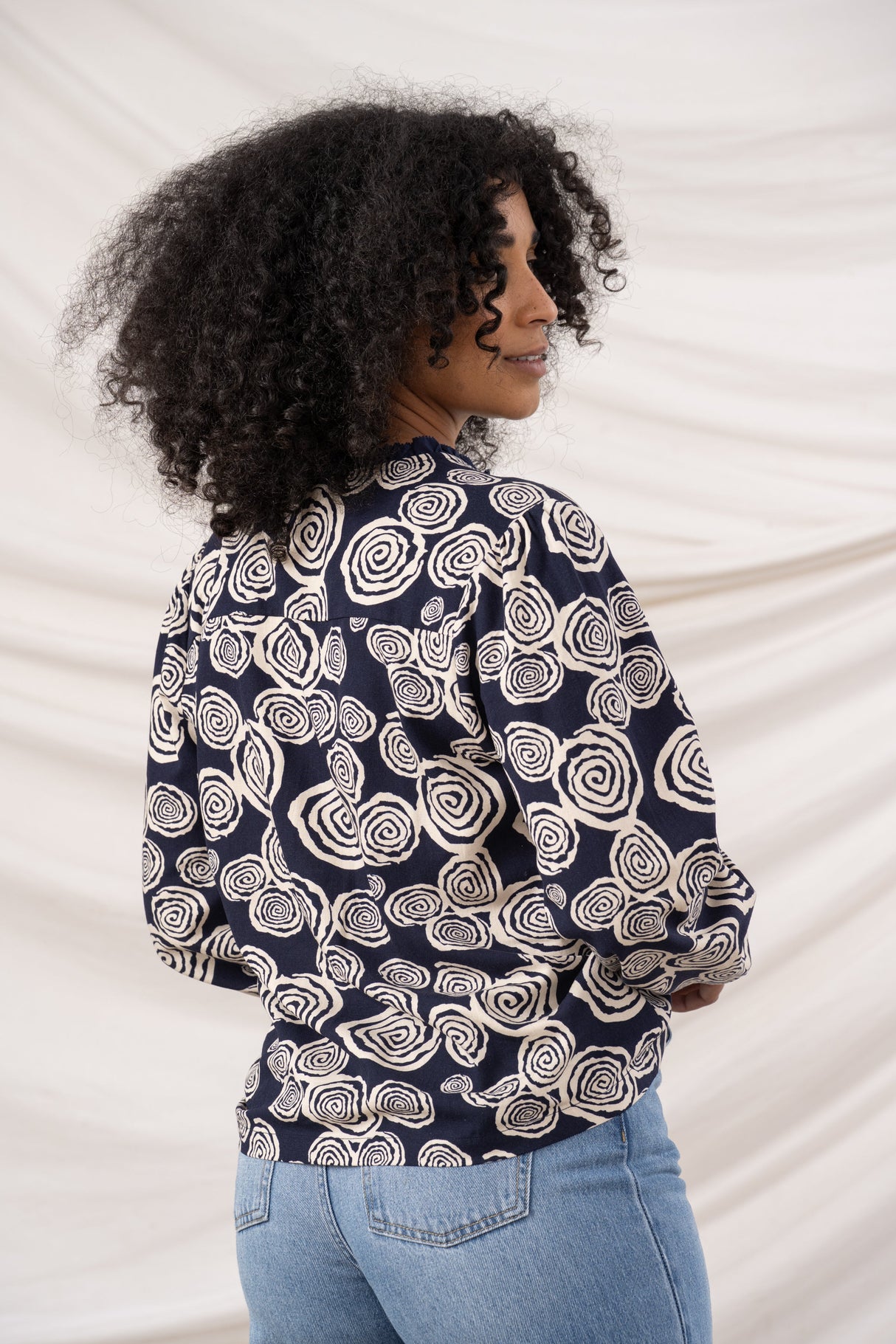 Lighthouse Ladies Juliette Blouse - Navy Swirl
