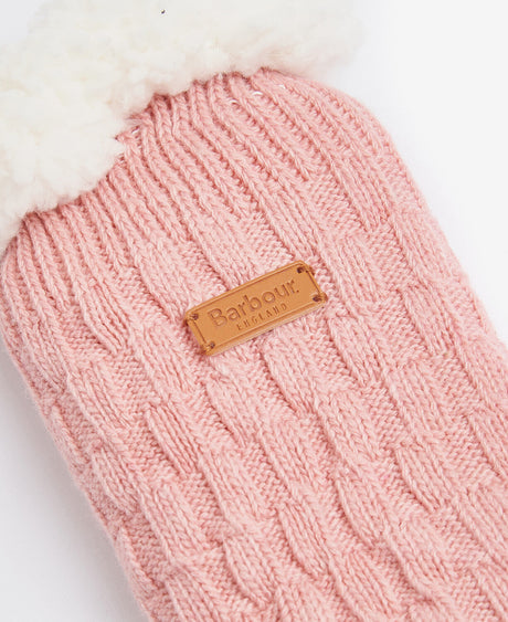 Barbour Cable Knit Lounge Socks - Dusty Pink