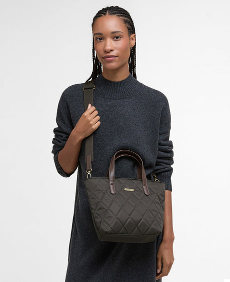 barbour mini quilted tote bag olive