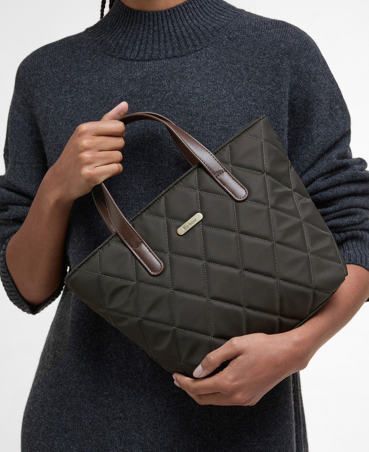 barbour mini quilted tote bag olive