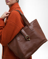 Barbour Alder Leather Tote Bag - Brown