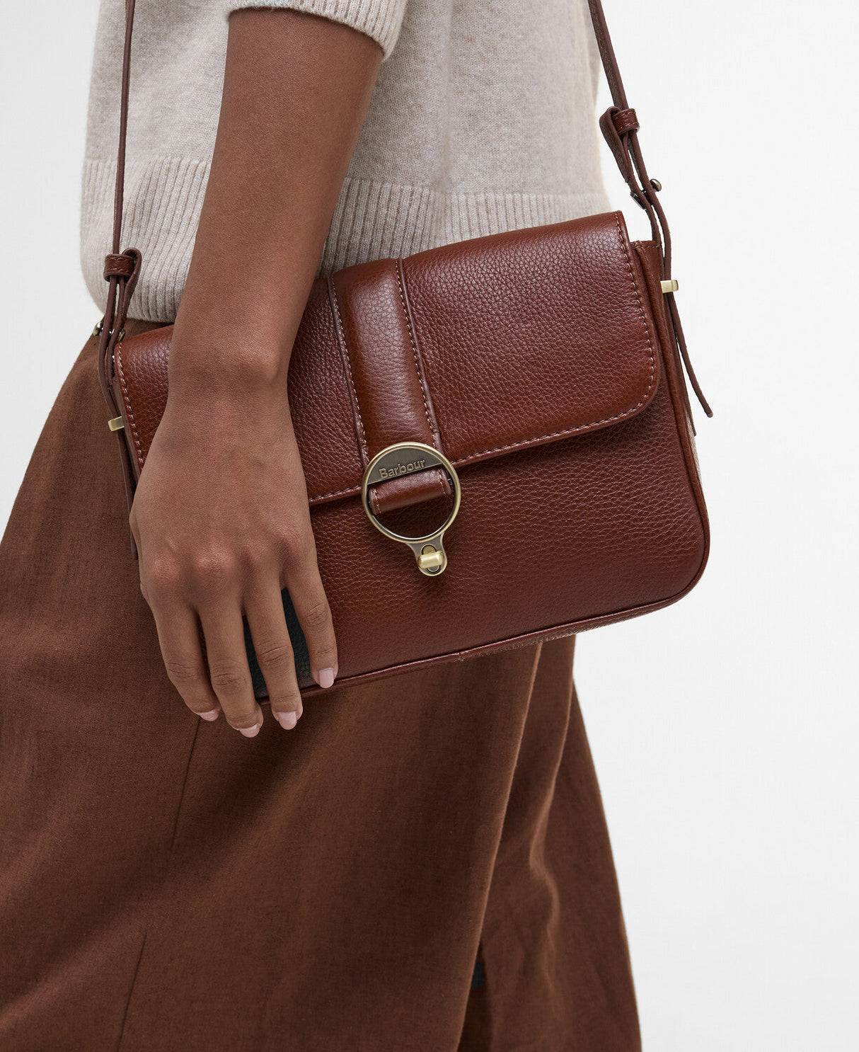 Barbour Rosa Leather Crossbody Bag - Brown
