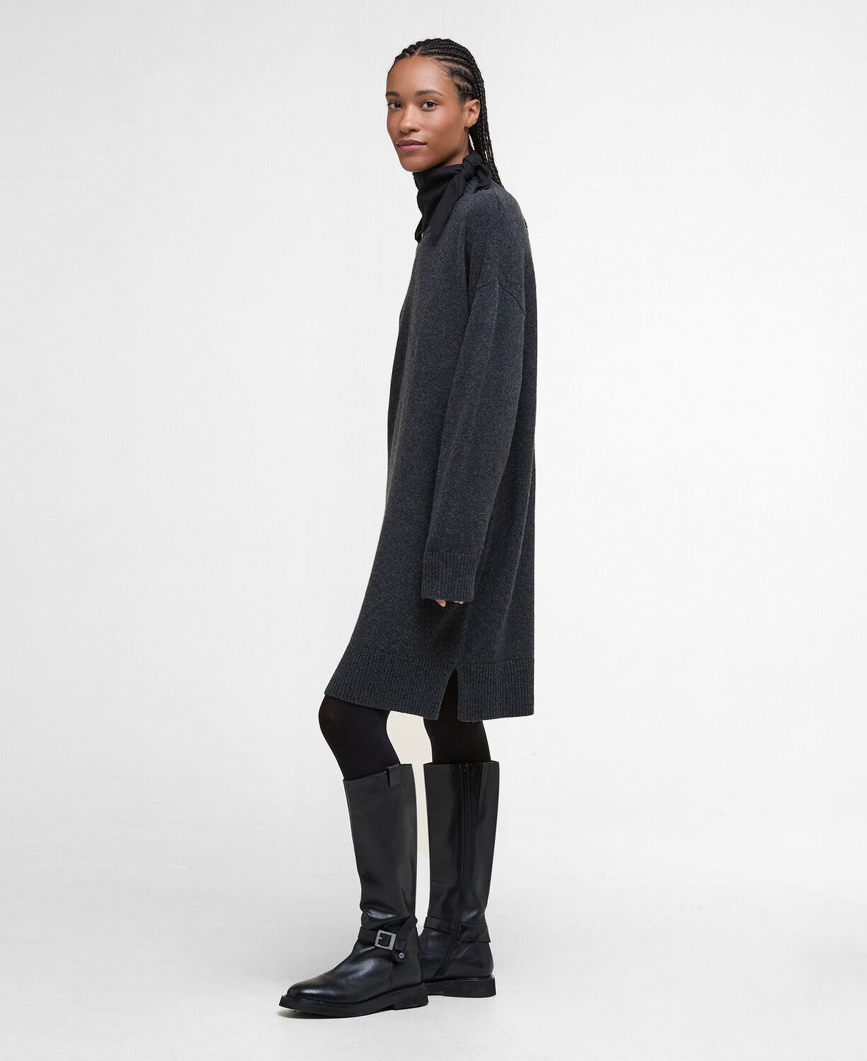 Barbour Serena Knitted Mini Dress - Charcoal