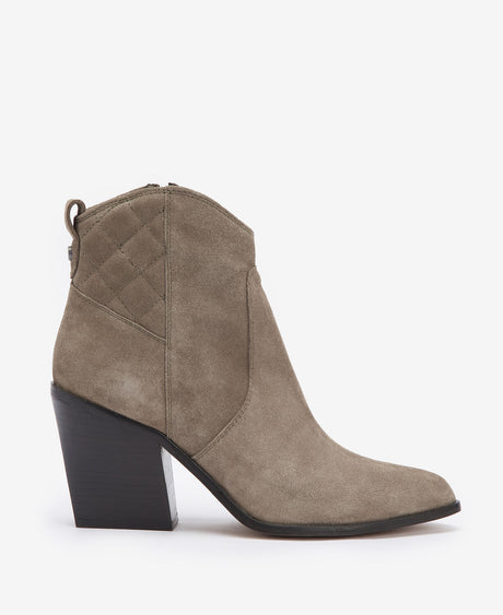 Barbour Rhonda Western Heel Ankle Boot - Taupe Suede