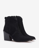 Barbour Rhonda Western Heel Ankle Boot - Black Suede