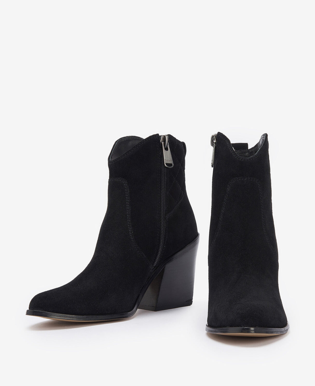 Barbour Rhonda Western Heel Ankle Boot - Black Suede