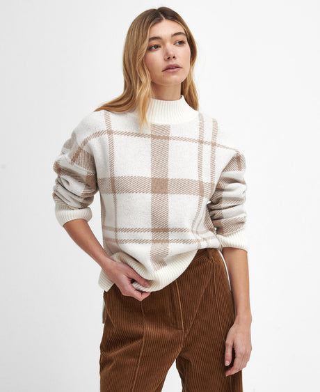 Barbour Deanna Knitted Jumper - Winter White Tartan