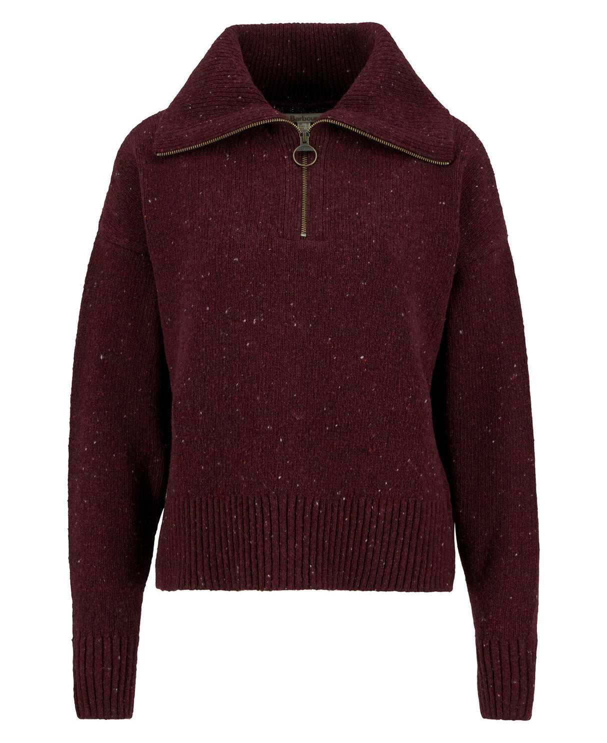 Barbour Lavensdale Half Zip Knitted Jumper - Black Cherry