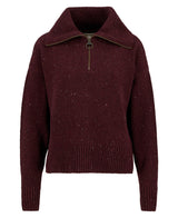 Barbour Lavensdale Half Zip Knitted Jumper - Black Cherry