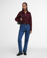 Barbour Lavensdale Half Zip Knitted Jumper - Black Cherry