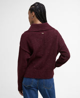 Barbour Lavensdale Half Zip Knitted Jumper - Black Cherry