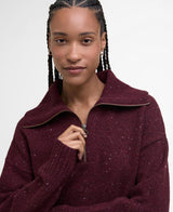 Barbour Lavensdale Half Zip Knitted Jumper - Black Cherry