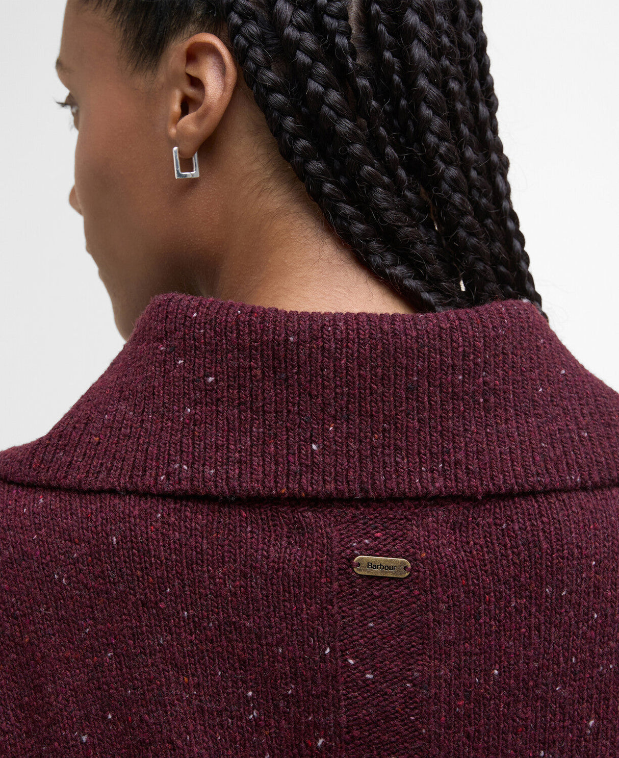 Barbour Lavensdale Half Zip Knitted Jumper - Black Cherry