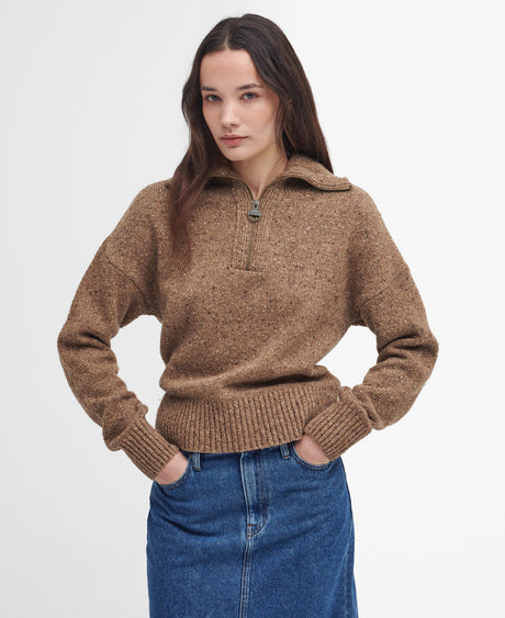 Barbour Lavensdale Half Zip Knitted Jumper - Honey