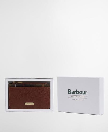 Barbour Alder Leather Card Holder - Brown/Classic