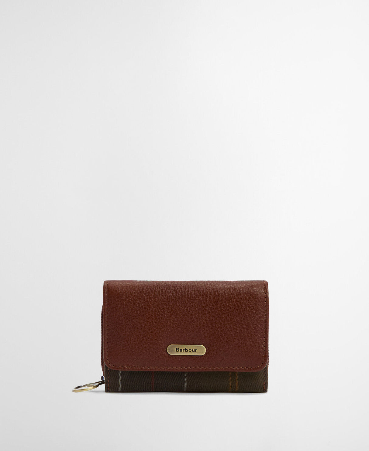 Barbour Rosa Leather French Purse - Brown/Classic Tartan