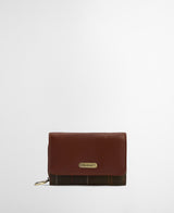 Barbour Rosa Leather French Purse - Brown/Classic Tartan