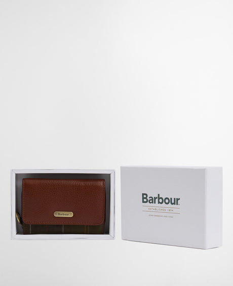 Barbour Rosa Leather French Purse - Brown/Classic Tartan
