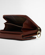 Barbour Rosa Leather French Purse - Brown/Classic Tartan