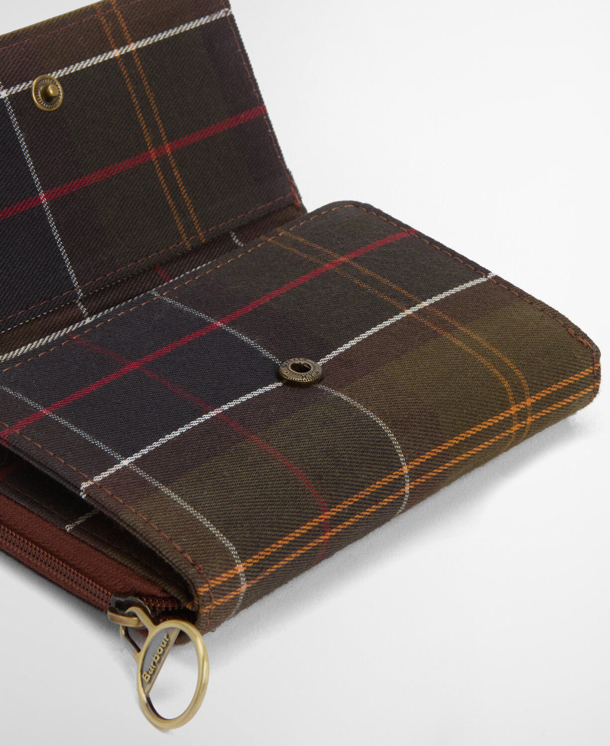 Barbour Rosa Leather French Purse - Brown/Classic Tartan
