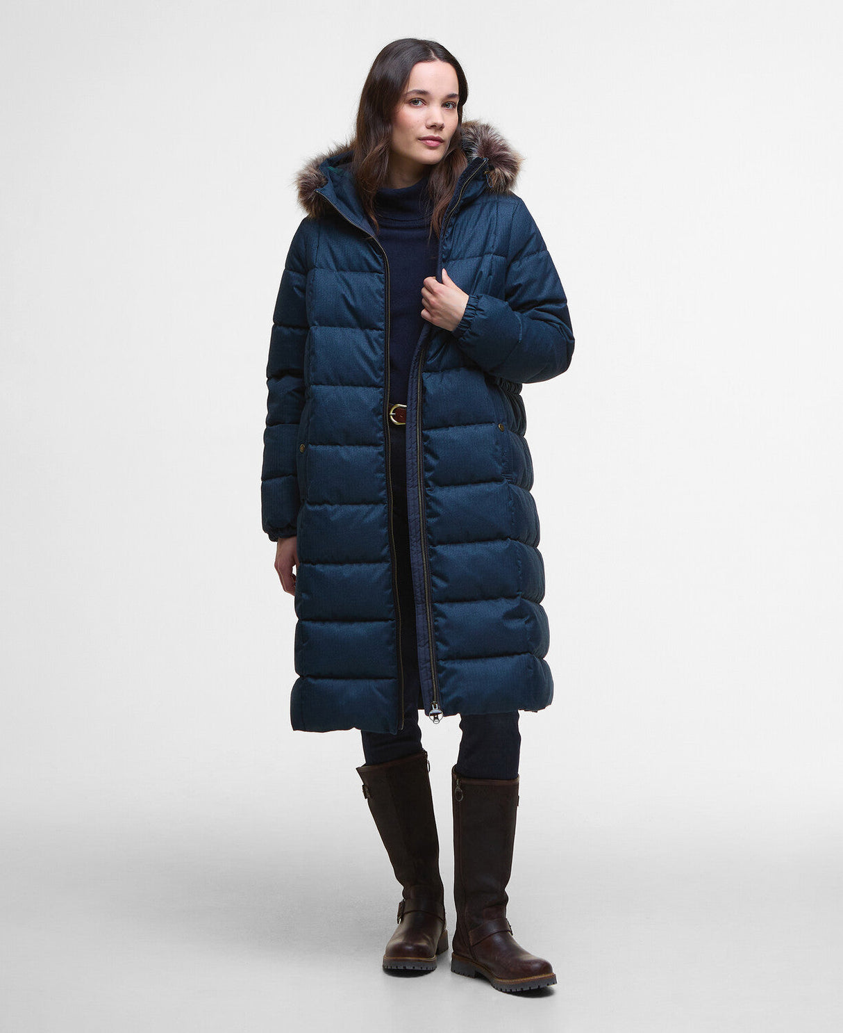 Barbour Marjoram Puffer Jacket - Dark Navy/Blackwatch