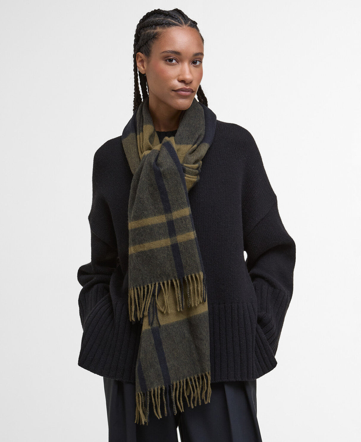 Barbour Maxine Tartan Scarf - Black/Olive