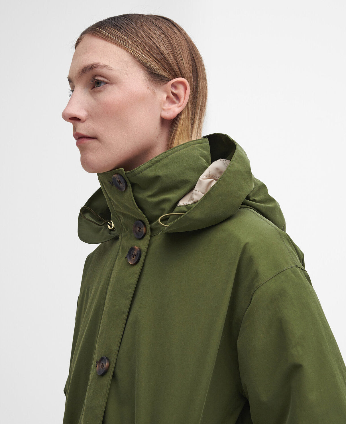 Barbour Iris Waterproof Jacket - Dark Moss/Light Sand/Pastel Pink